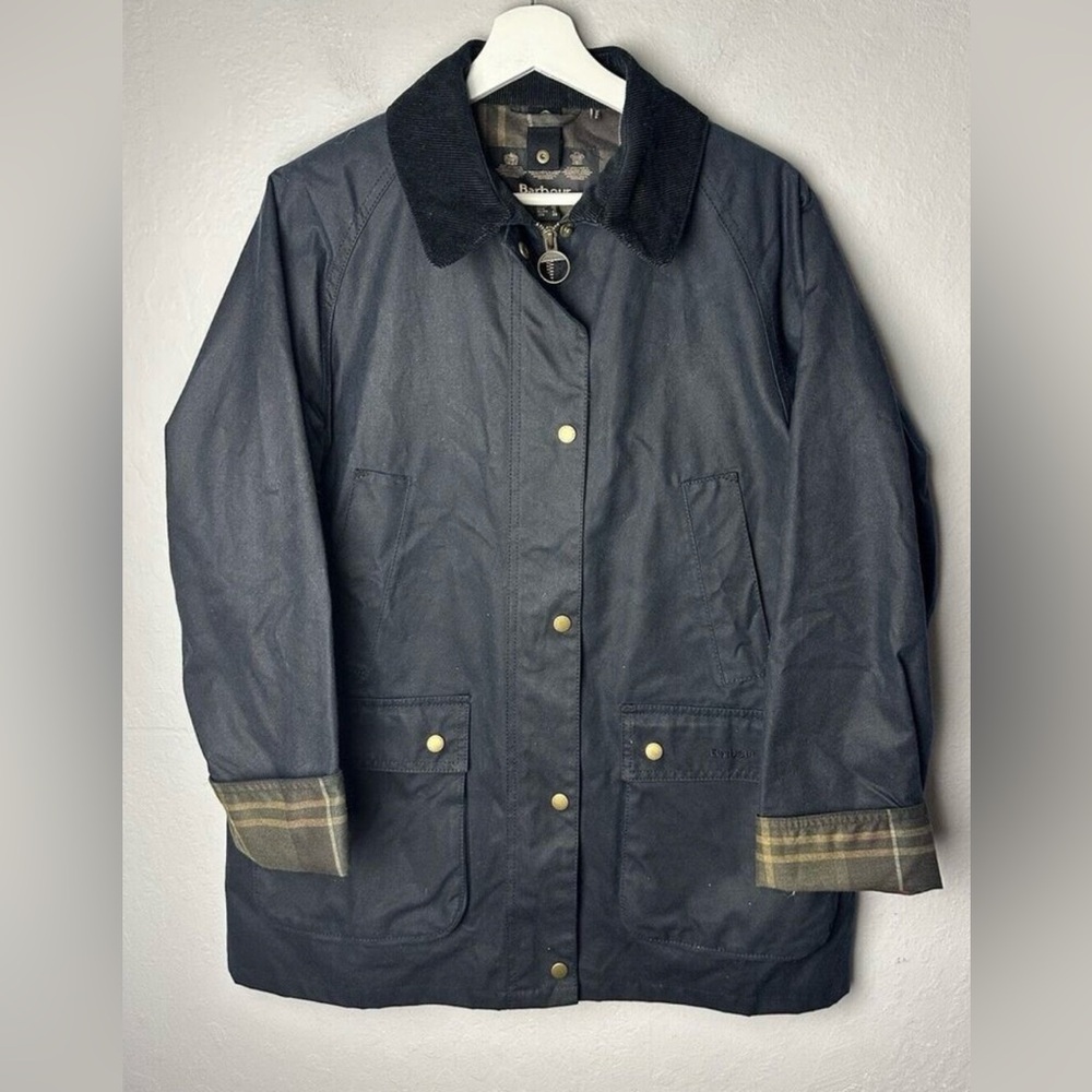 Barbour Dark Blue Utility Jacket with Black Collar